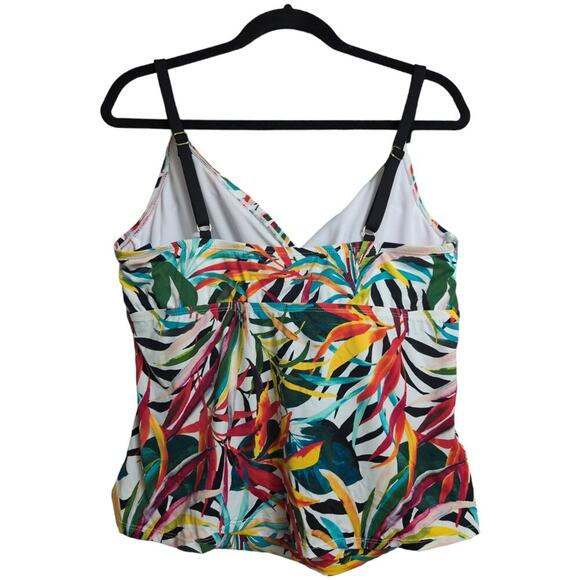 NWT Apt. 9 Batik Halter Tankini Top Multicolor Tropical Ruched Size 2X New - Picture 3 of 10